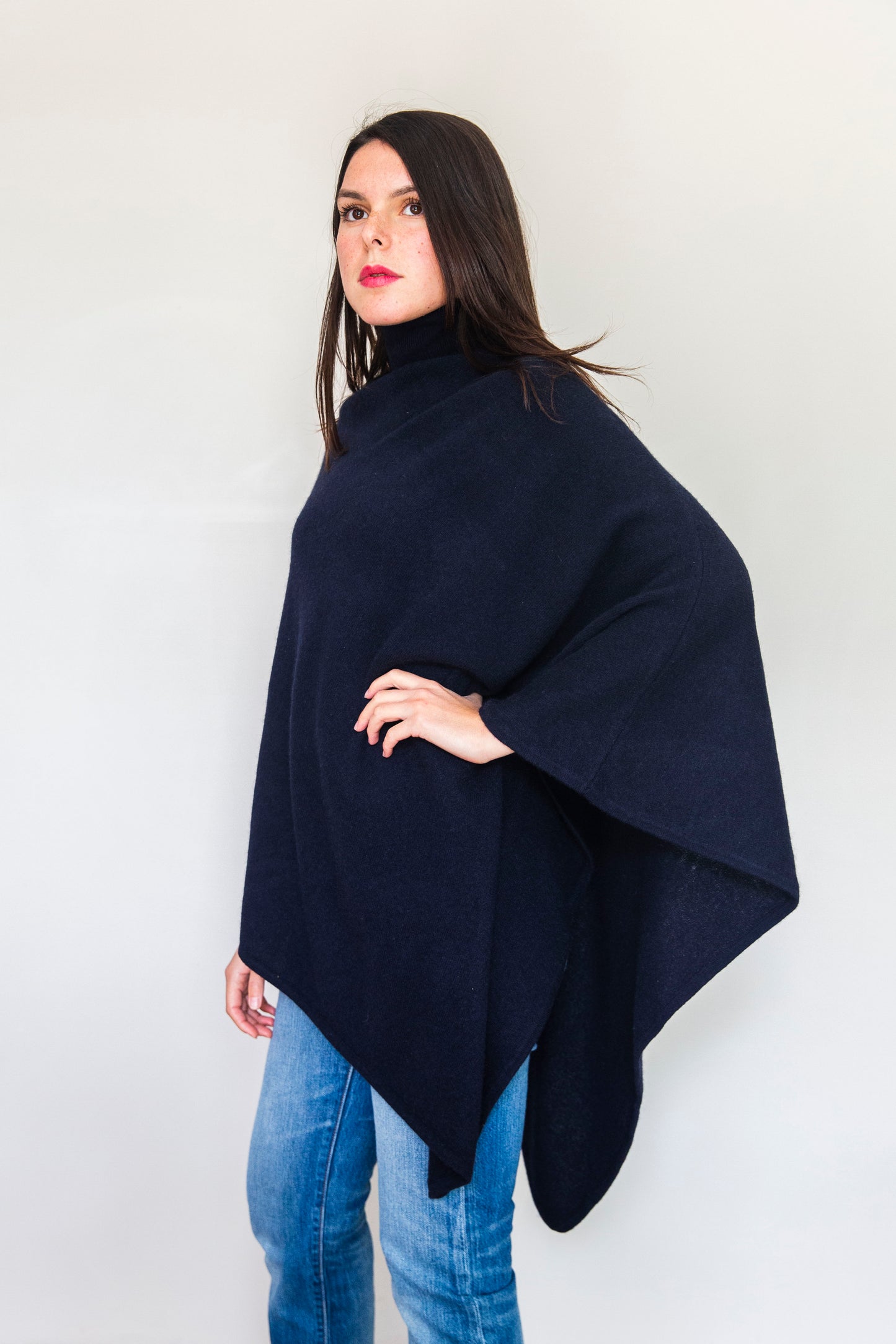 Poncho Nolwenn Bleu marine