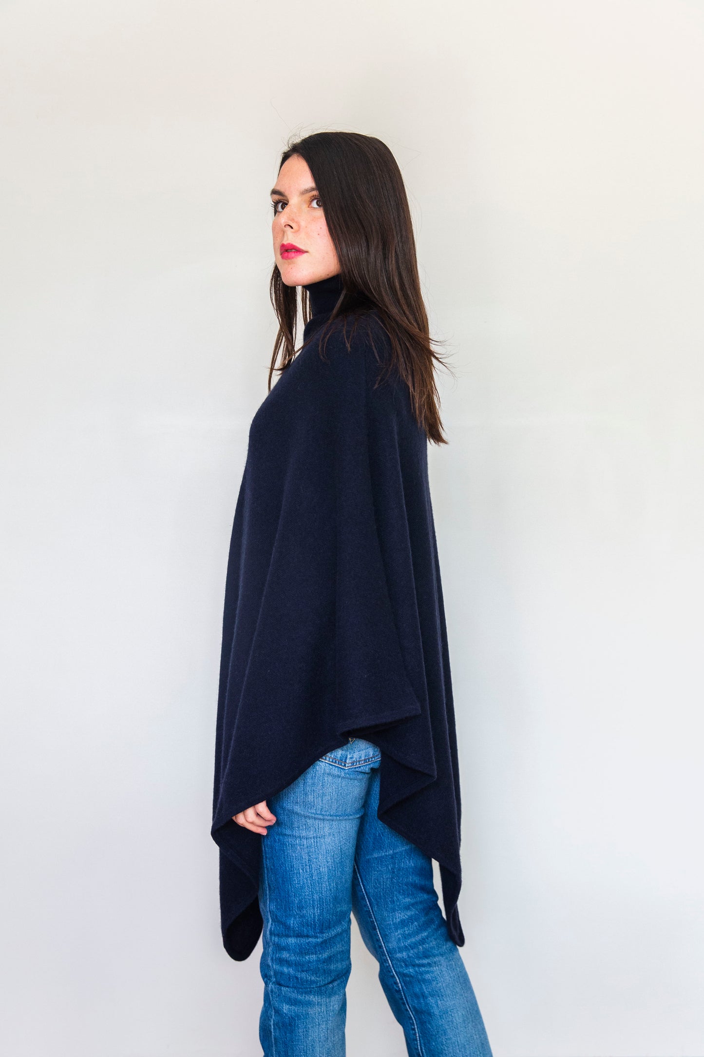 Poncho Nolwenn Bleu marine