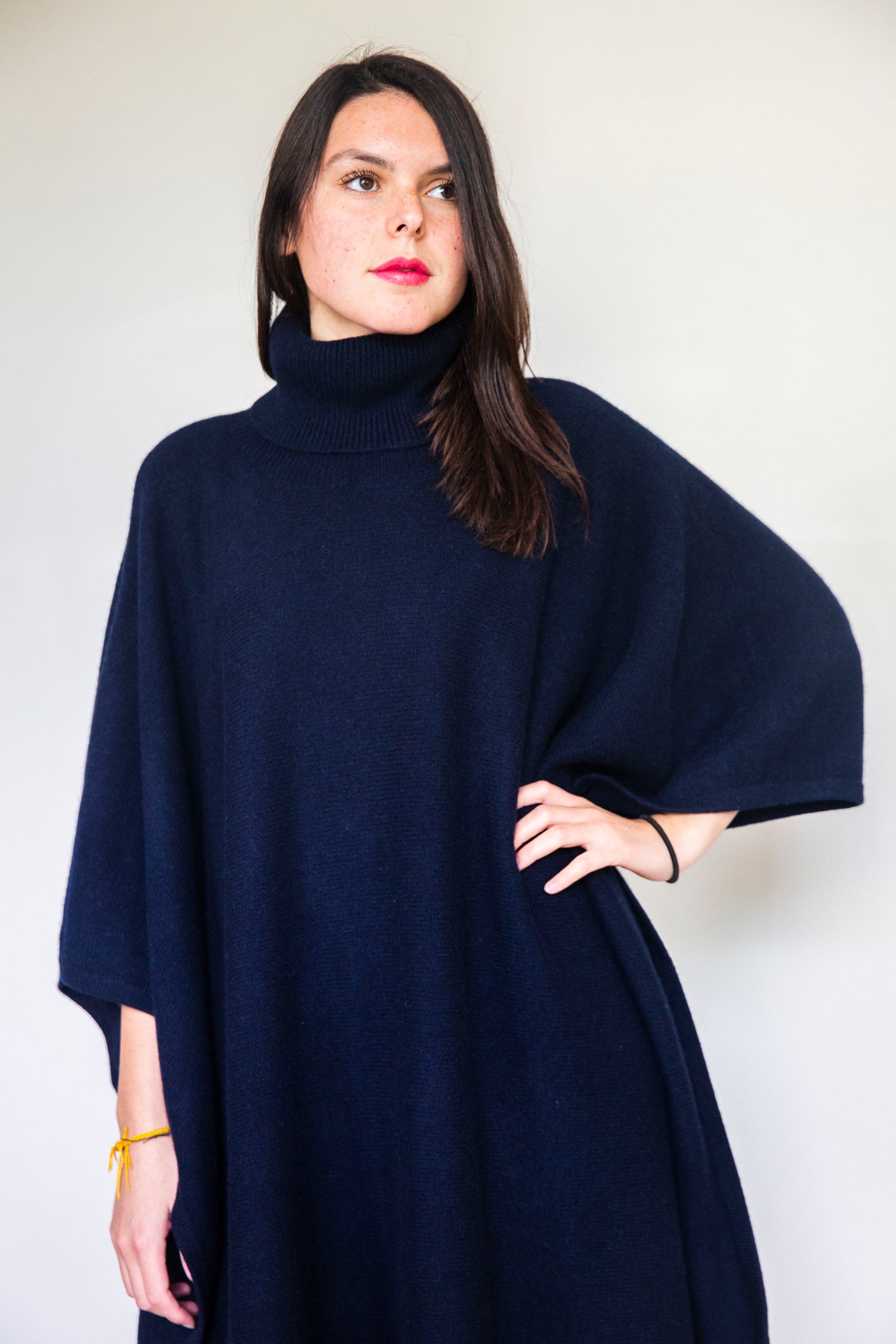 Poncho Julie Long Bleu marine