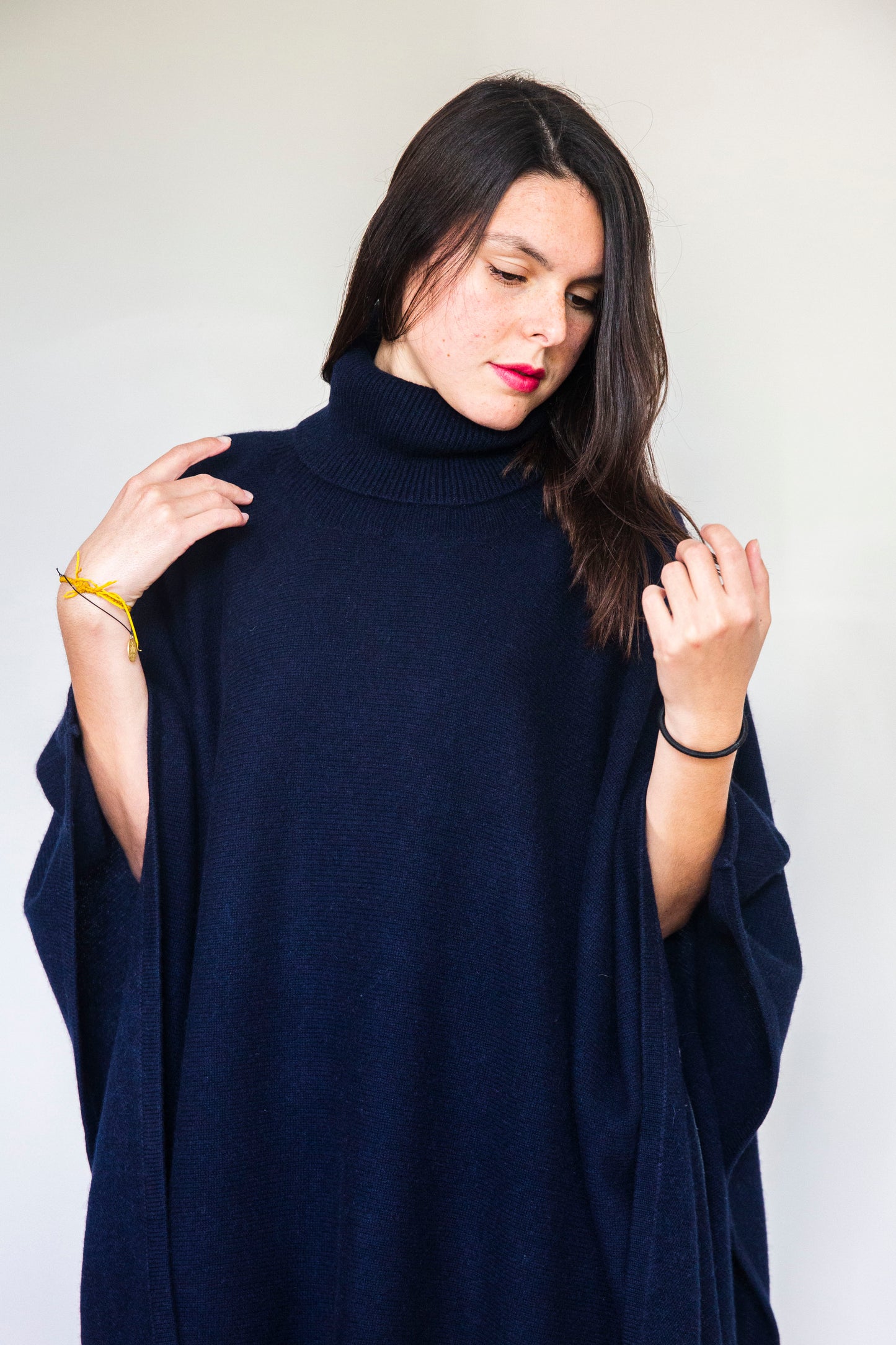 Poncho Julie Long Bleu marine