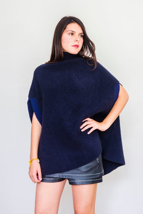 Poncho Adélaide Bleu marine